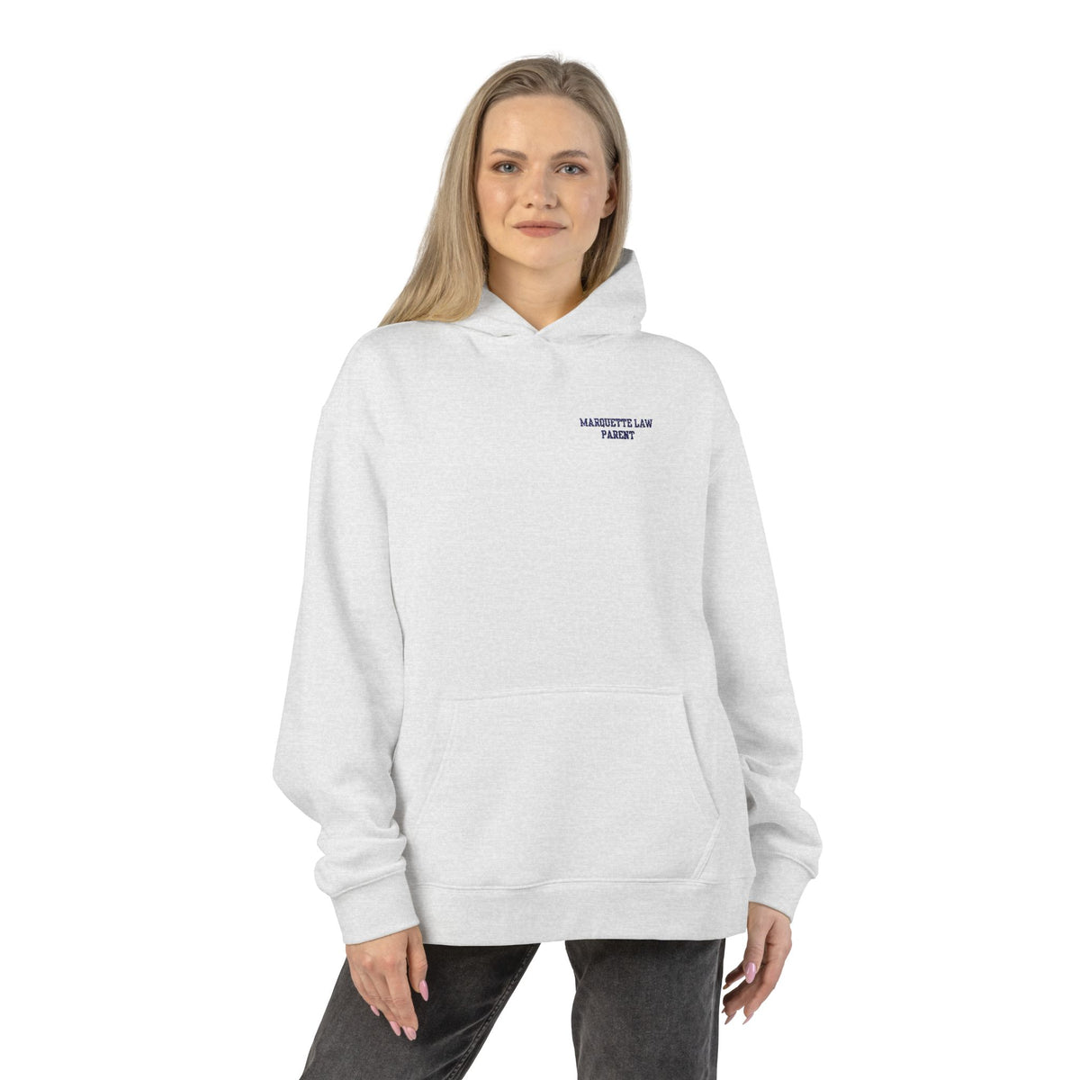 Marquette Law Parent Relaxed White Hoodie - Embroidered