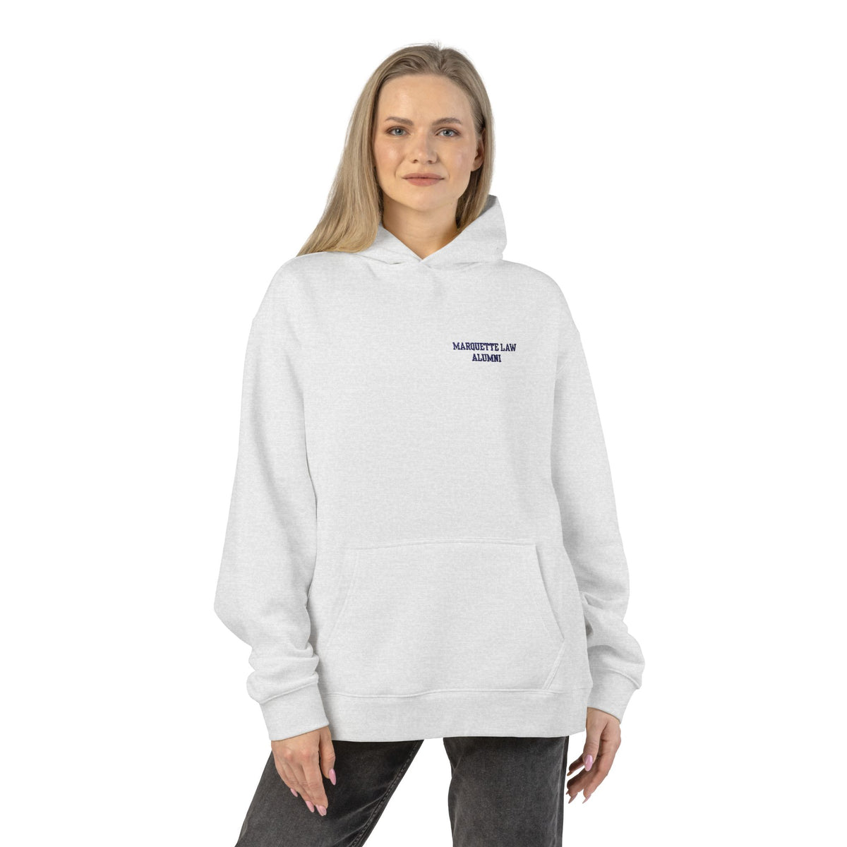 Marquette Law Alumni Relaxed White Hoodie - Embroidered