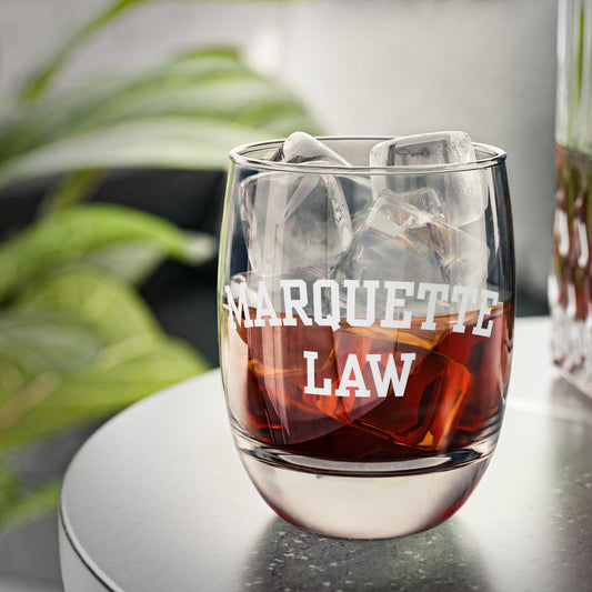 Marquette Law Arch Logo Whiskey Glass