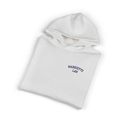 Marquette Law Relaxed White Hoodie - Embroidered
