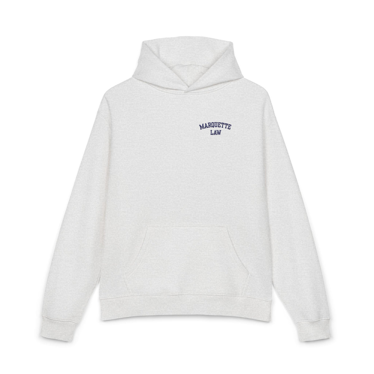 Marquette Law Relaxed White Hoodie - Embroidered
